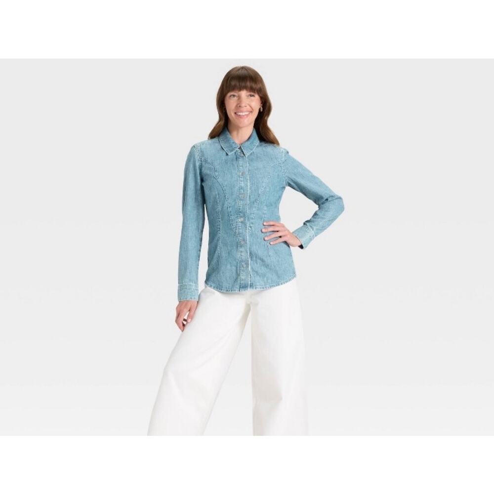 Womans denim western button down shirt 12